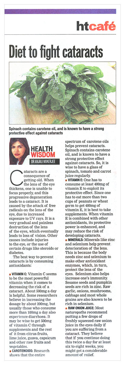 Diet to fight cataracts