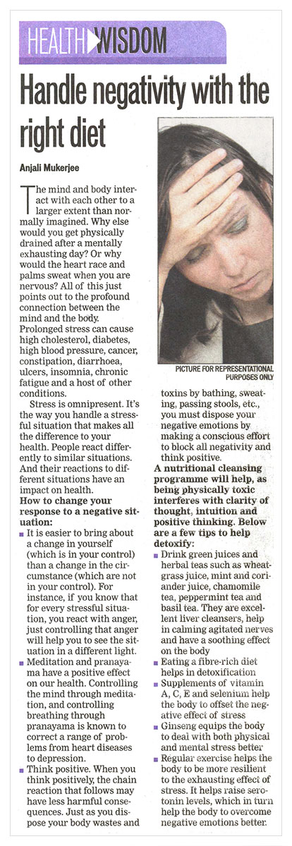 Handle negativity with the right diet