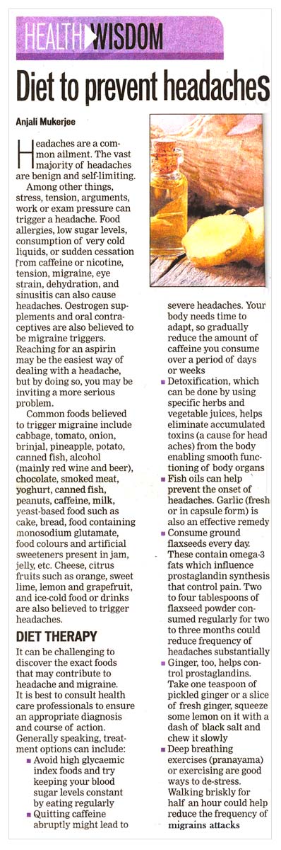 Diet to prevent headaches