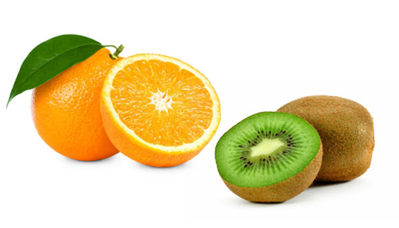 Citrus fruits like orange and kiwi are good for skin
